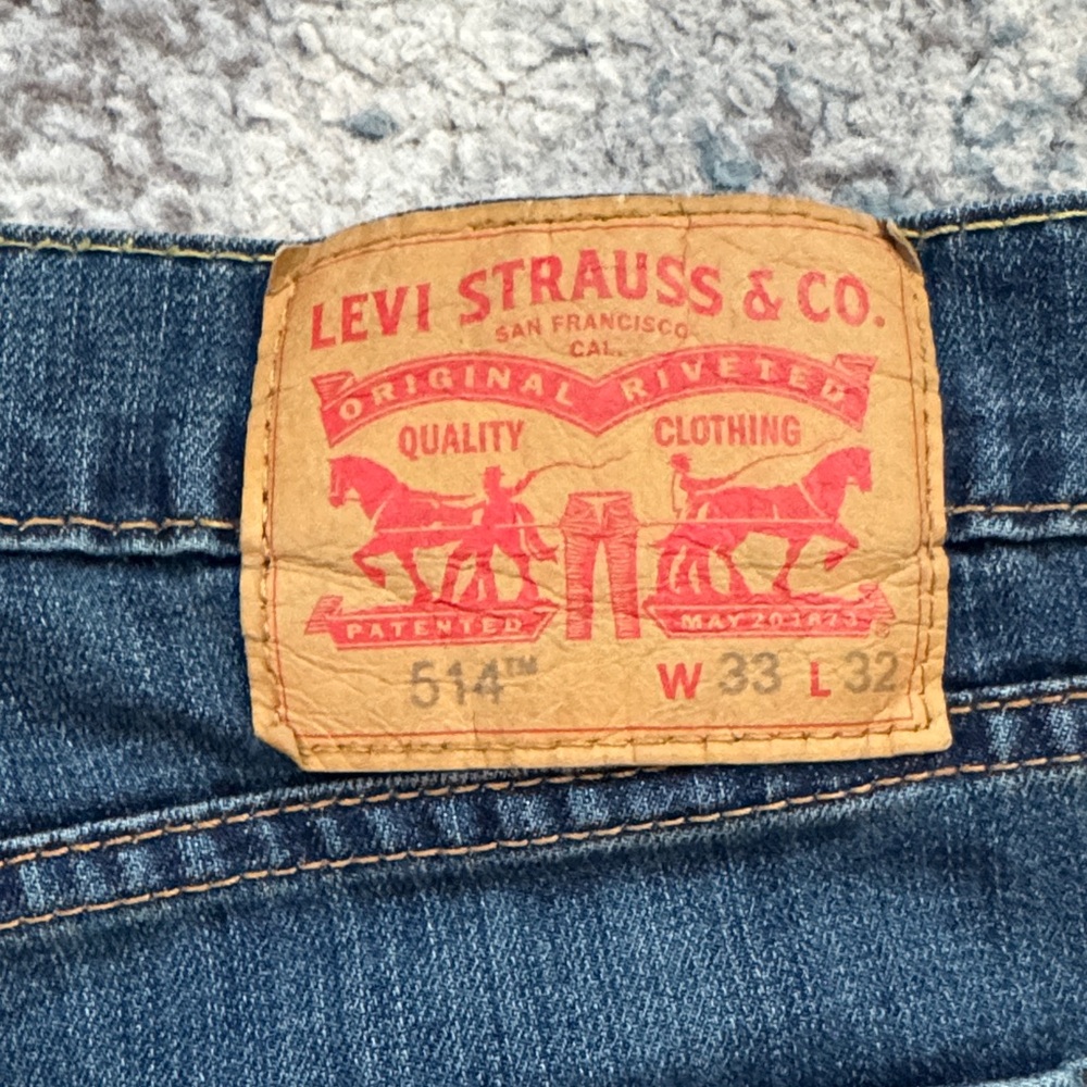 Levi’s 514 Men’s Straight Fit Blue Jeans W33 L32 Classic Denim - Picture 2 of 5